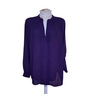 41Hawthorn Women's Purple Solid Tab Sleeve Blouse‎ Top Size 1X